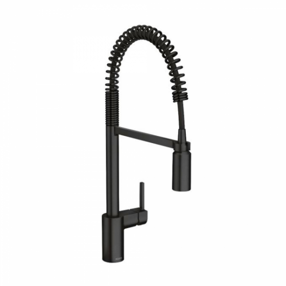 150 5923BL MONOMANDO DE COCINA C ROCIADOR EXTRAIBLE CON RESORTE ALING NEGRO MATE PZA