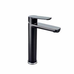 MONOMANDO ALTO LAVABO LUCENT CROMO NEGRO SIN CONTRA TECNOBATH PIEZA